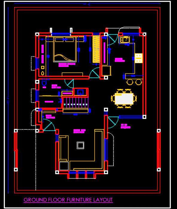 House Plan on 40'x50' Plot - Free Autocad Drawing